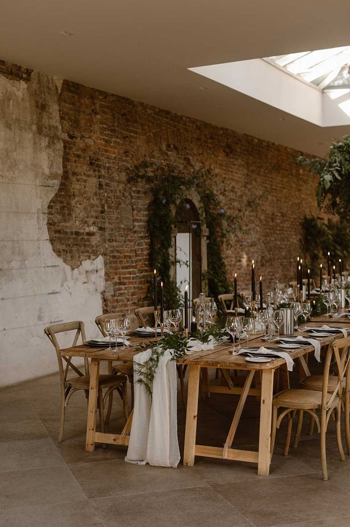 Earthy and neutral wedding tablescape at Middleton Lodge