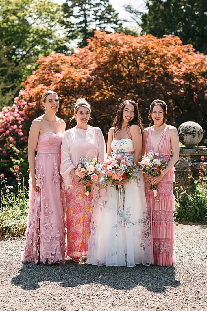 bridal-party-in-mismatched-bridesmaid-dresses