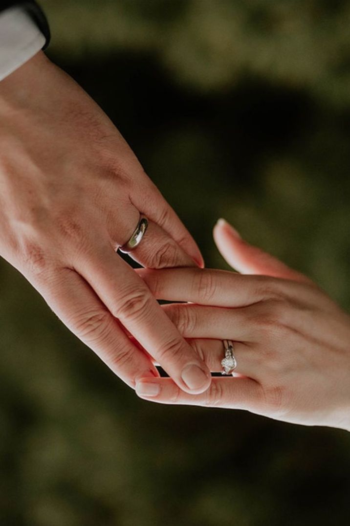 Bride & Groom Show Off Their Silver Wedding Rings