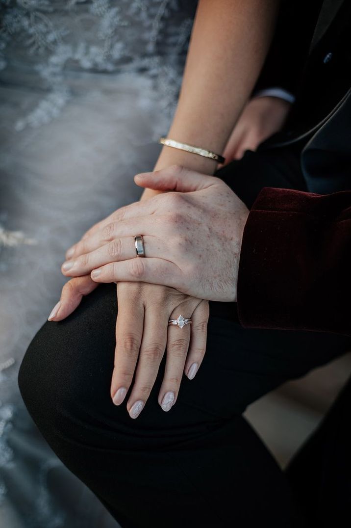 Wedding Rings For Bride and Groom with Marquise Cut