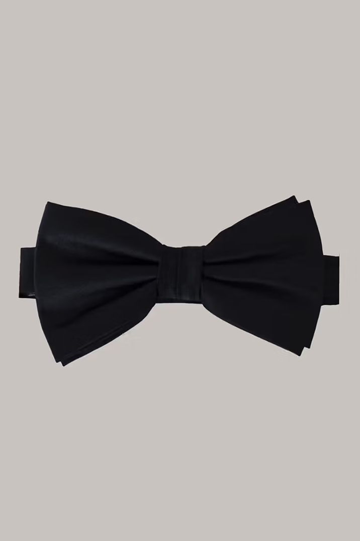 100% silk black tie bow-tie in black