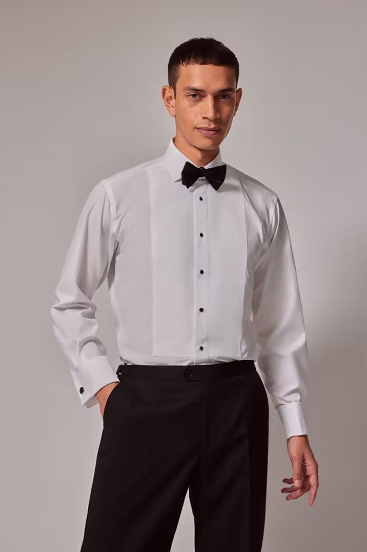 evening shirt with light waffle bib for black tie weddings