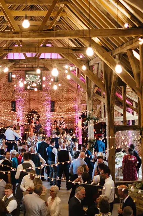 real wedding at tuffon hall vineyard wedding venue, guests at reception party