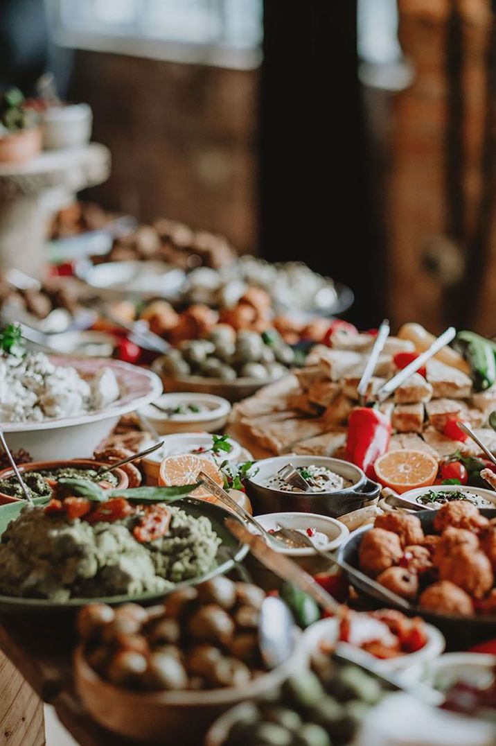 bowls-and-trays-full-of-food-for-wedding