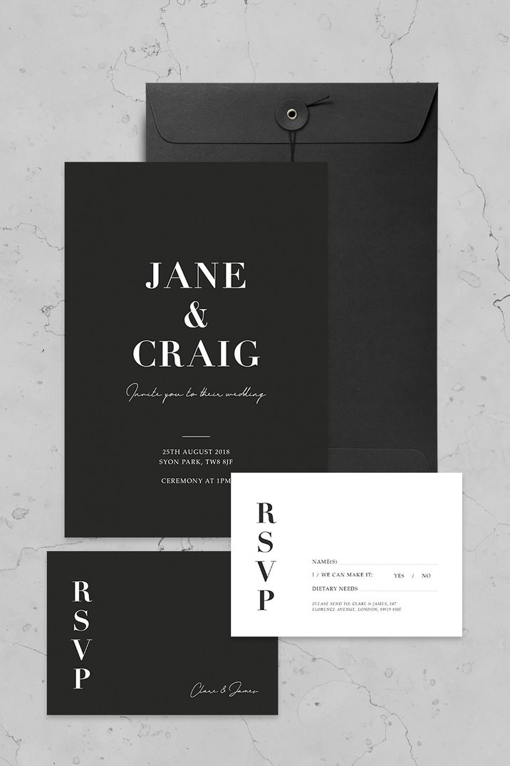 Classic Monochrome Invite Set By Nat's Paper Studio