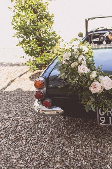 Convertible Wedding Car with Floral Garland Wedding Decor