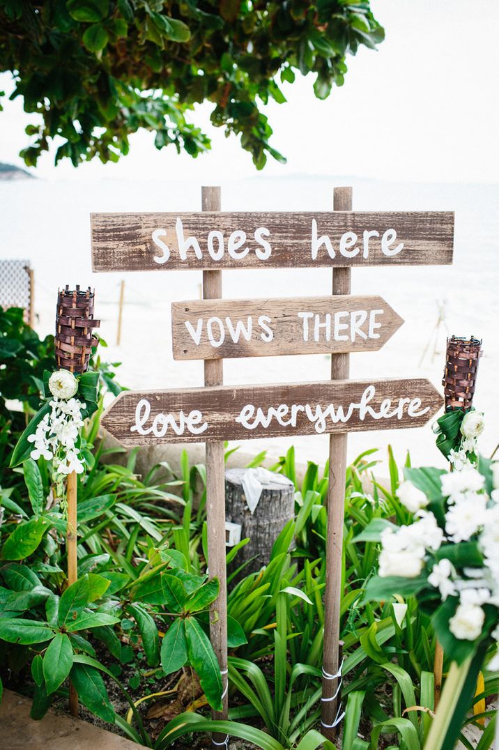 Shoes here, vows there, love everywhere wedding sign