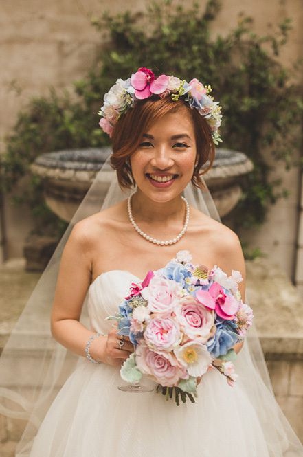 Pastel coloured flower crown