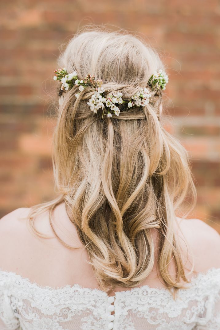 Twisted Half Up Half Down Wedding Hairstyle by A Brush with Beauty | John Barwood Photography