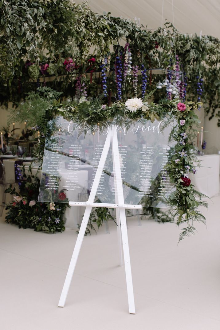 Perspex Table Plan For Wedding |Katrina Otter Weddings | Rebecca Goddard Photography