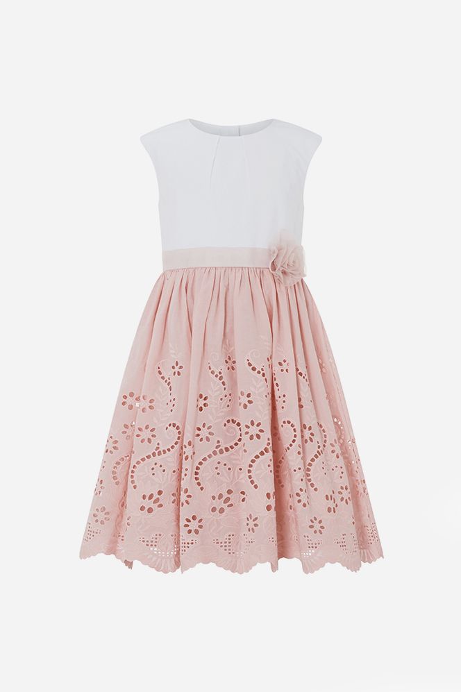 Monsoon May Broderie flower girl Dress blush