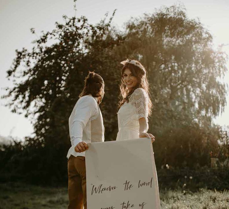 Paper signs are fully recyclable sustainable options for any wedding