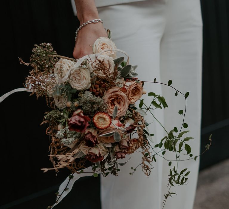 Close up of wild yet warm toned bouquet