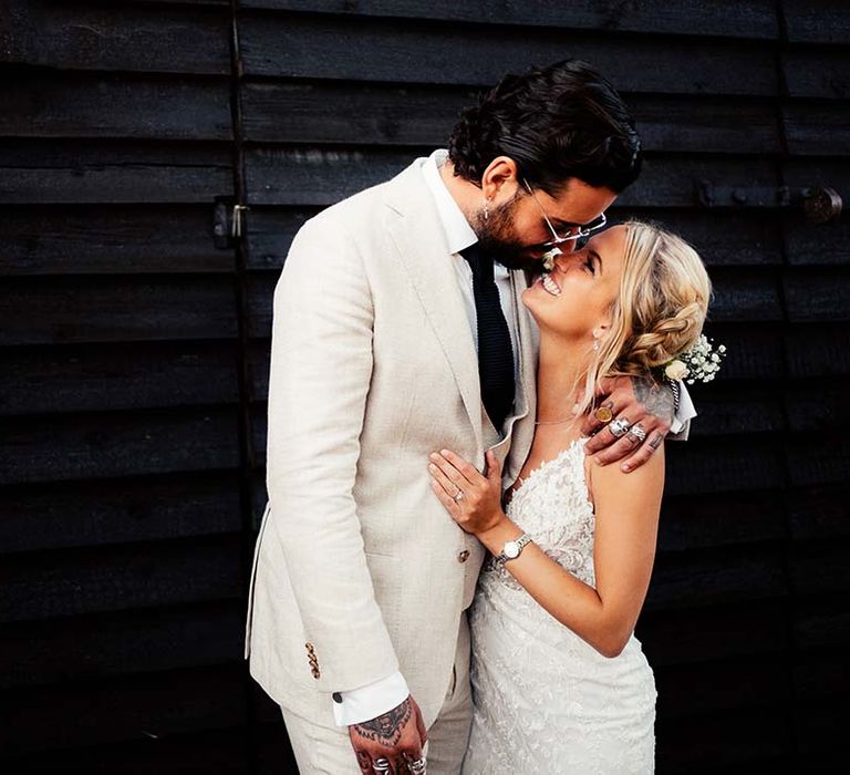 Bride and groom at Preston Court wedding