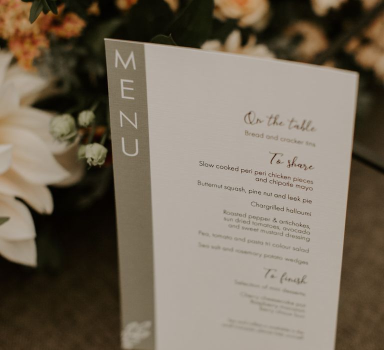 Wedding menu