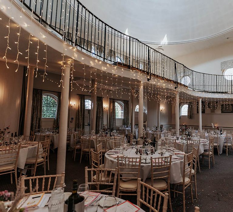 The Kings Chapel, Old Amersham wedding reception with fairy lights wedding decor 