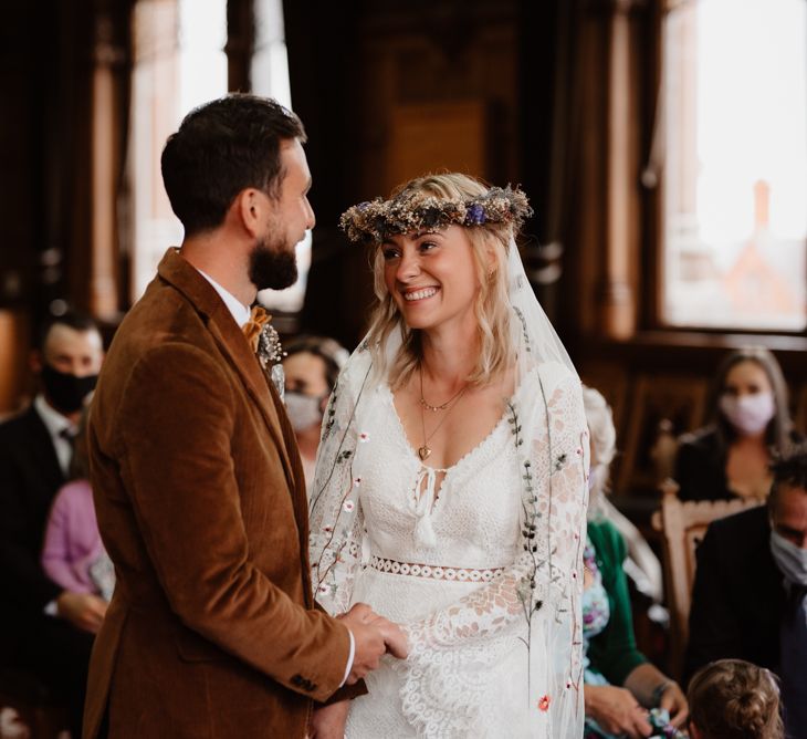 Happy bride at intimate town hall ceremony 