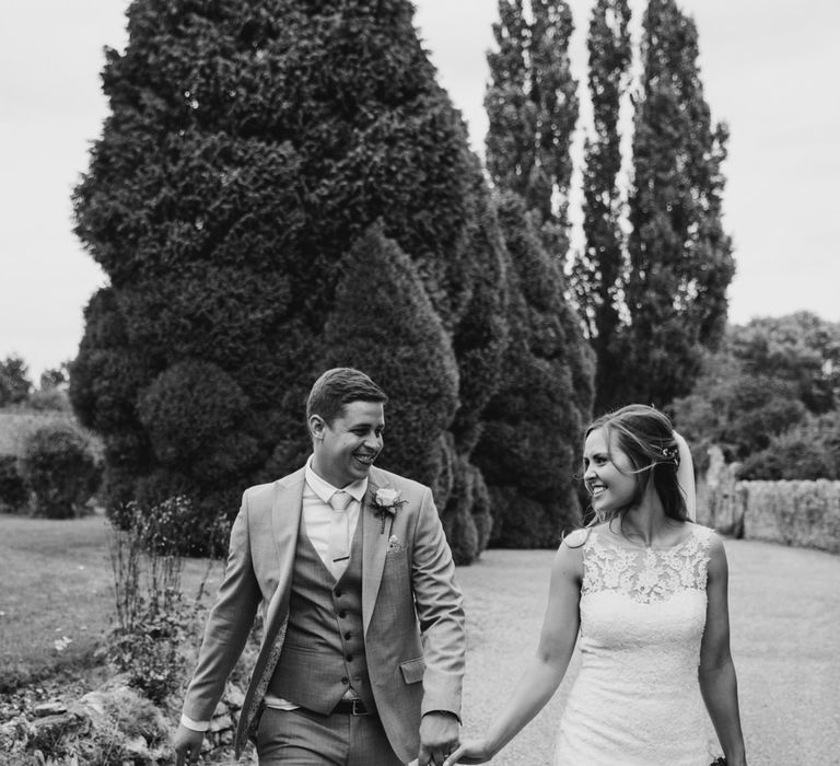 black and white portrait of the bride and groom by Natalie J Weddings 