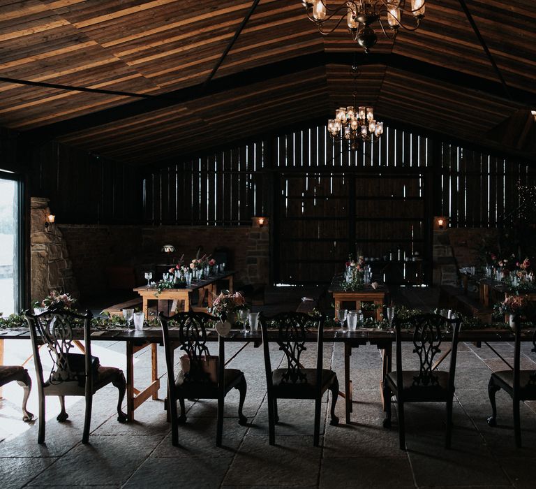 Intimate wedding reception at Willow Marsh Farm wedding venue 