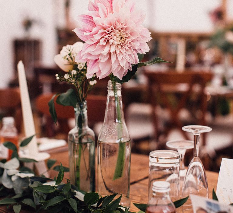 Individual stem centrepiece for budget wedding