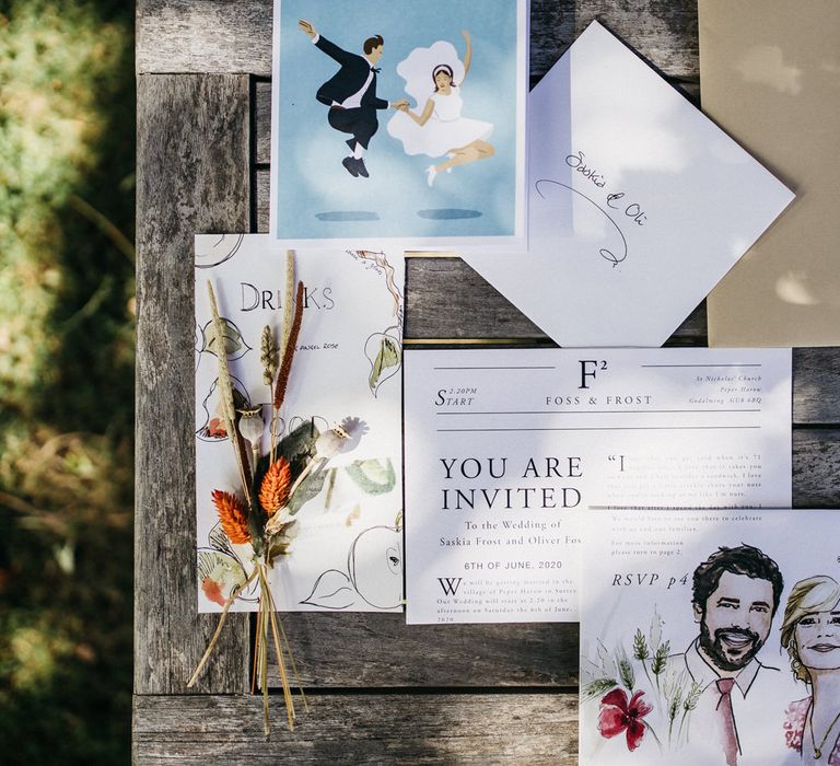 Illustrative wedding stationery suite 