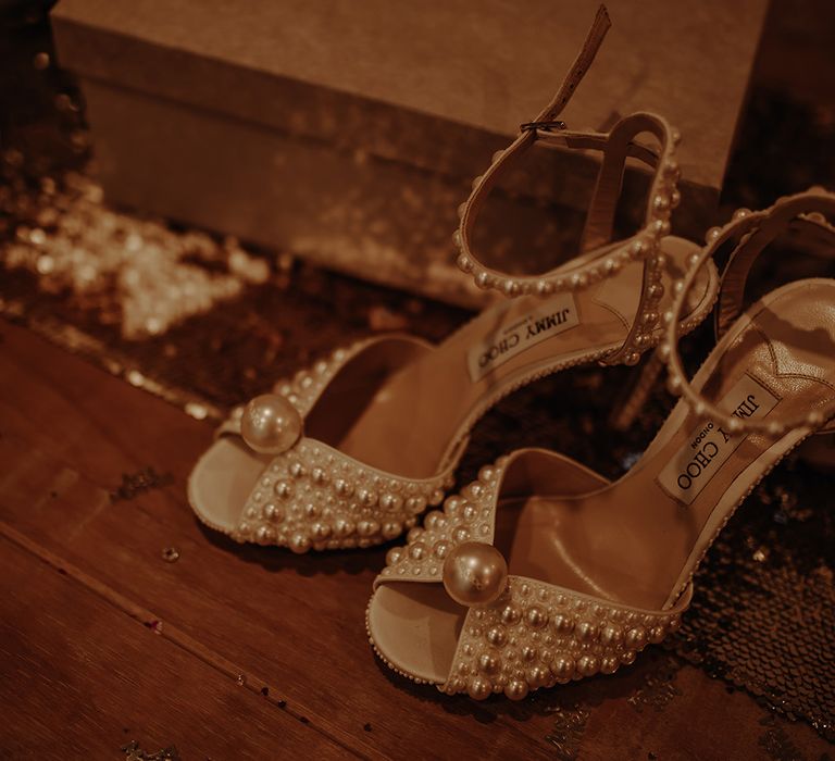 Pearl Jimmy Choo wedding shoes for bride