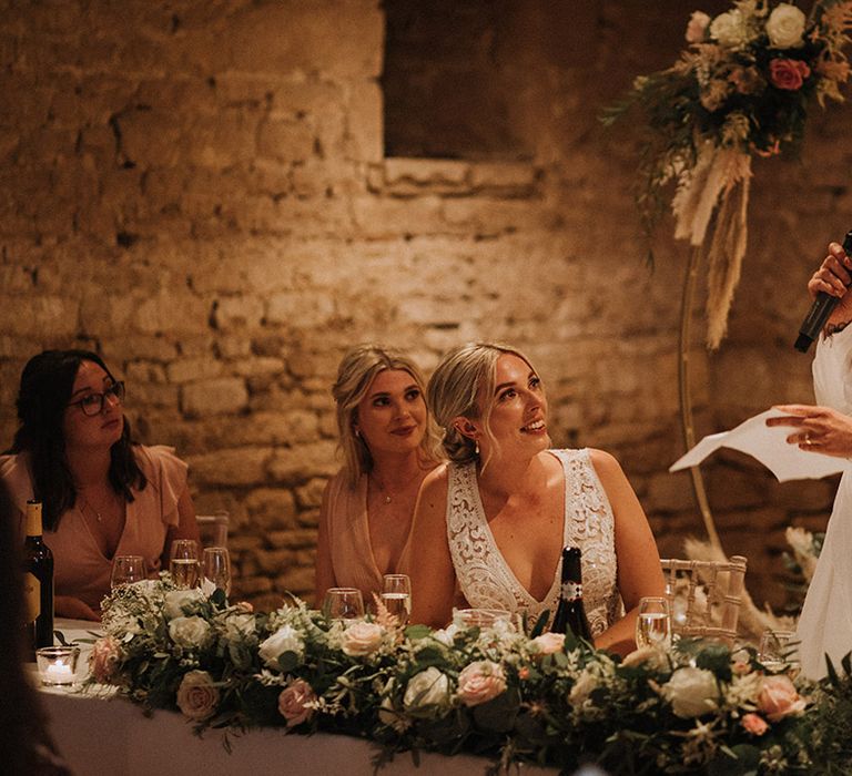 Bride makes speech at lesbian wedding at The Great Tythe Barn venue