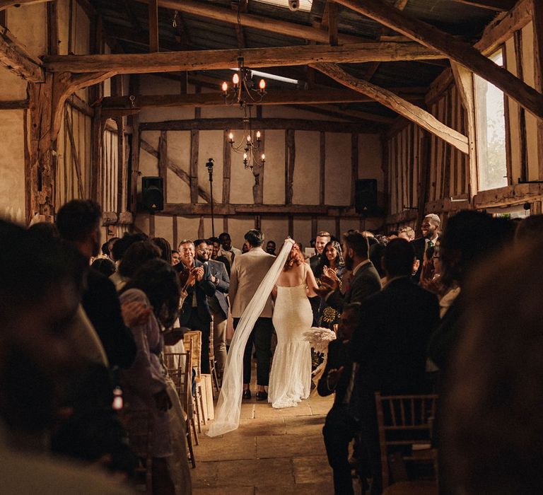 Dry hire barn venue for DIY wedding complete with dried florals 