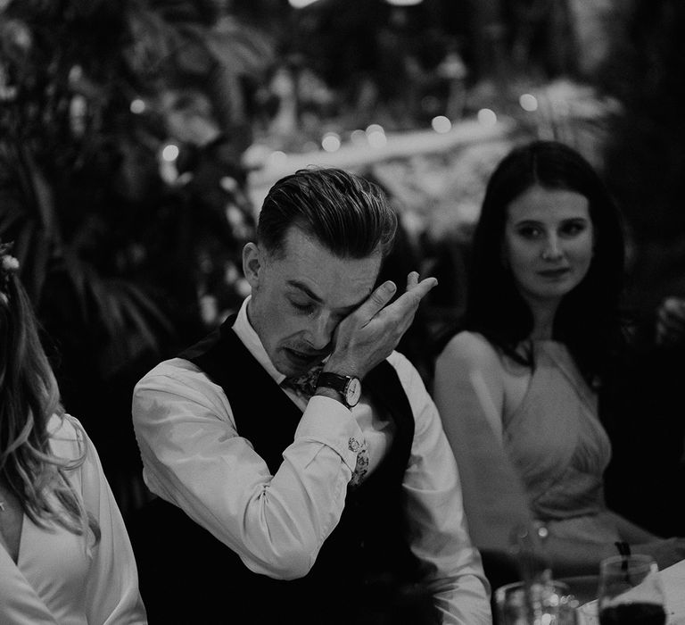 Groom becomes emotional on wedding day