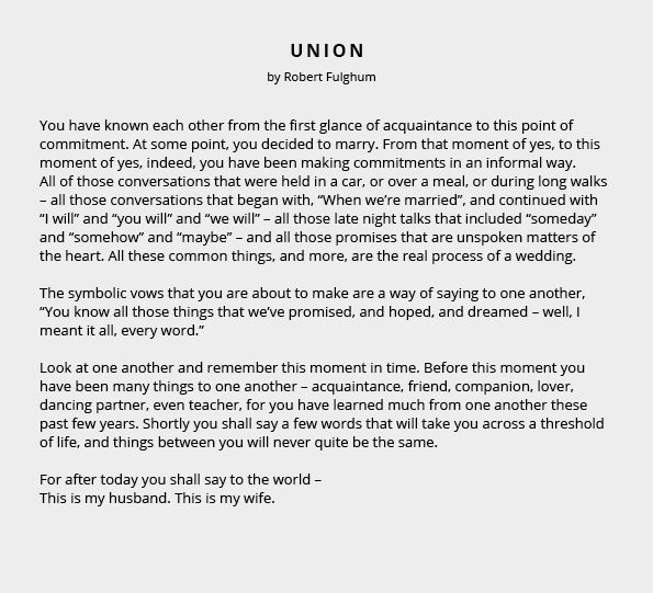 Union by Robert Fulghum