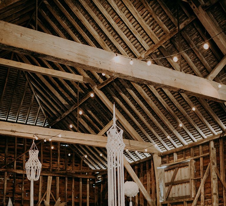 Hanging macrame rustic wedding decor for barn reception 