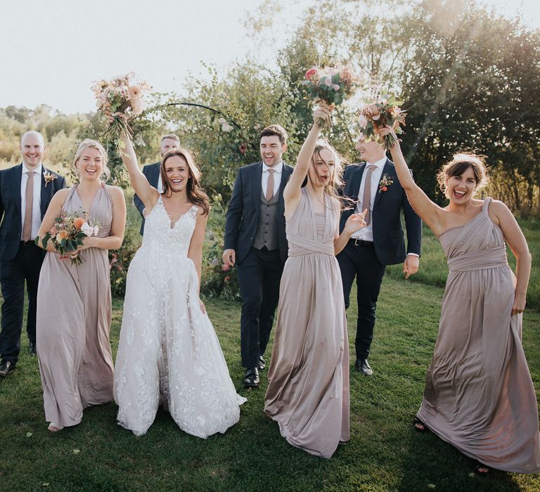 Wedding party portrait at Willow Marsh Farm 2020 wedding 