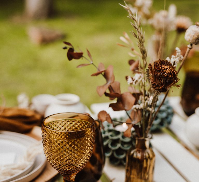 Brass coloured wine glasses 