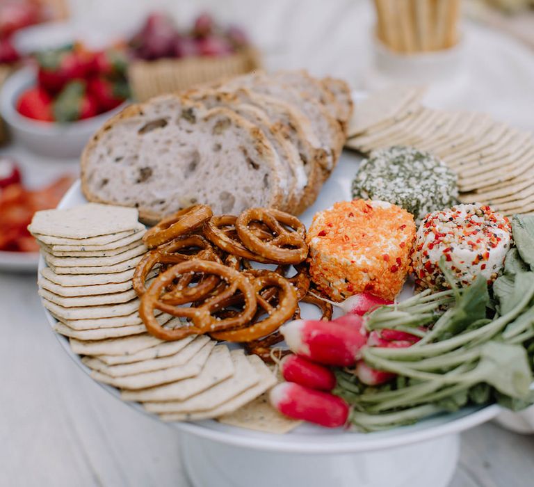 French bread and cheese grazing plate