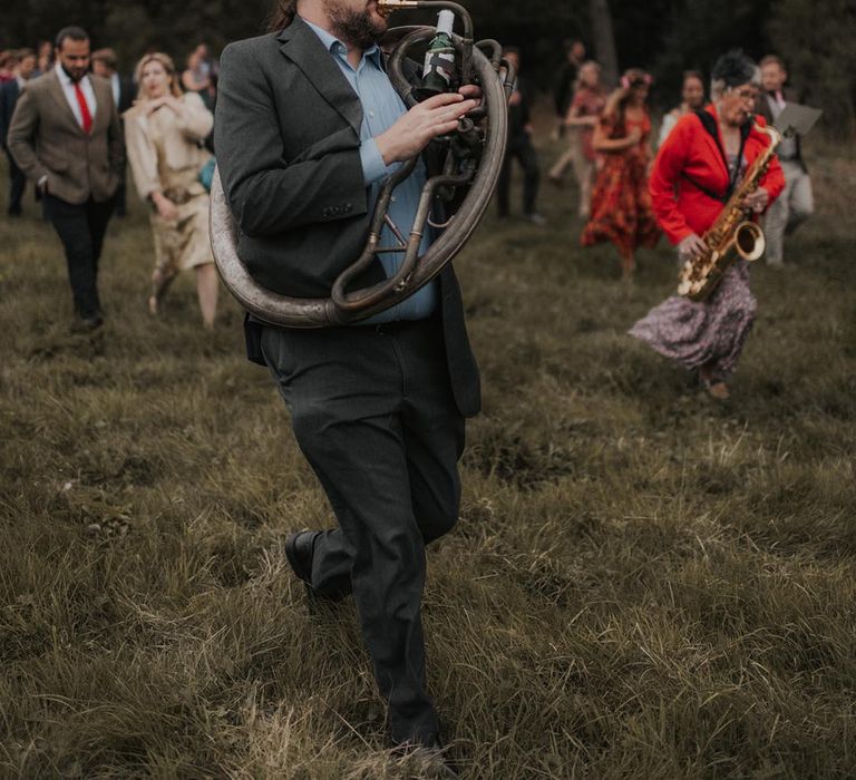 Music parade at wedding