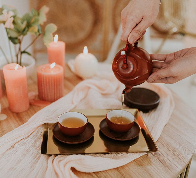 Chinese tea ceremony at Asian wedding 