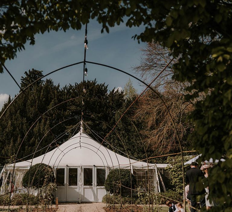 Outdoor white wedding marquee 