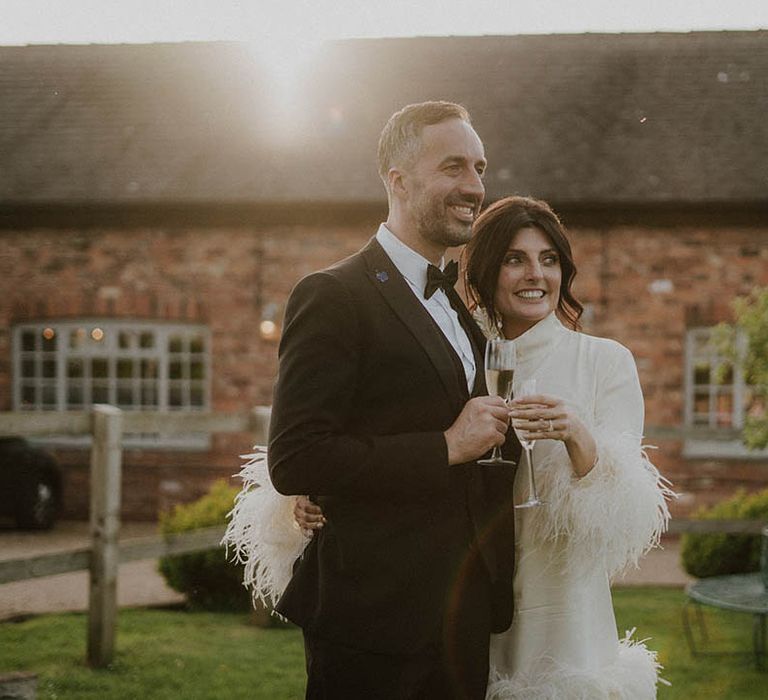 Modern and timeless wedding with beautiful couple photo taken during golden hour 