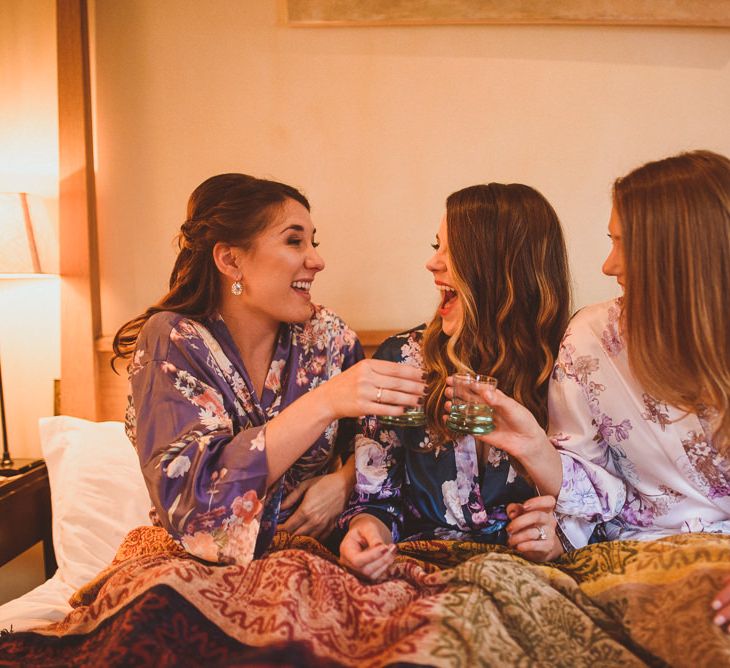 Bride getting ready for her big day with friends and family 