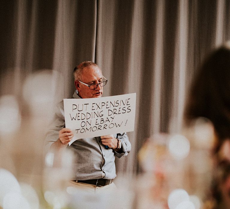 Wedding guest gives speech 