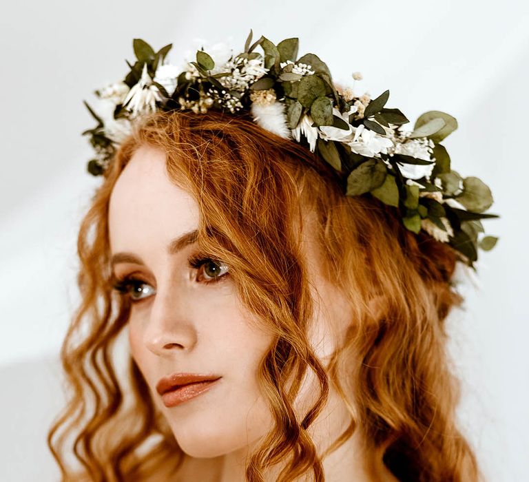 green and neutral flower crown by luna and wild 