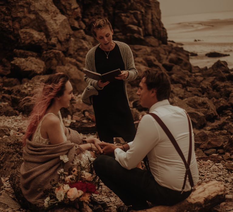 Intimate beach wedding ceremony