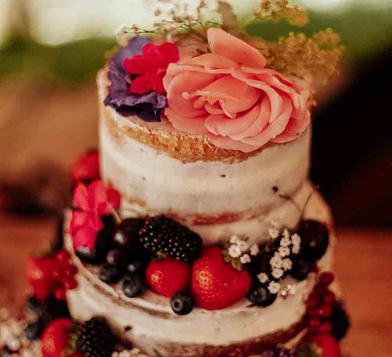 Semi-naked wedding cake for DIY wedding