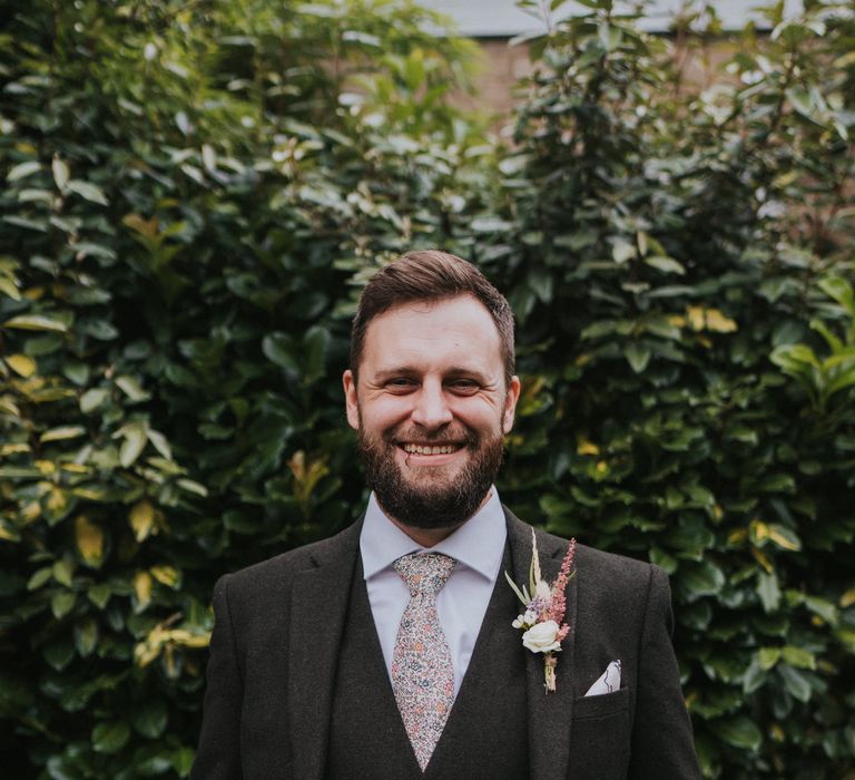 Groom at Georgian town house Norwich wedding