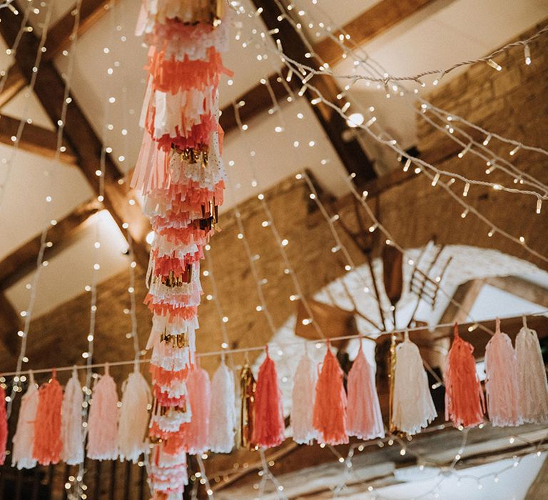 DIY tassel bunting wedding decor