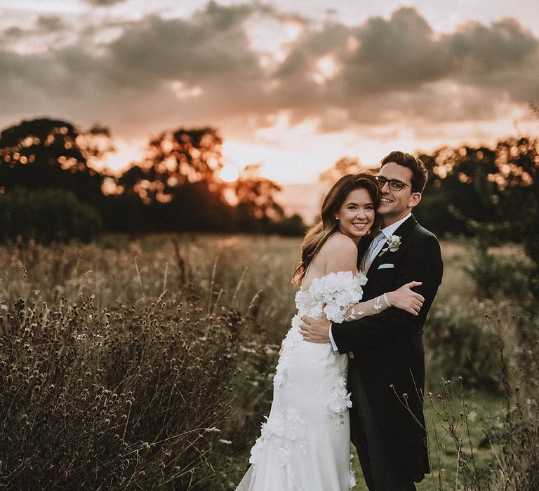 Sunset wedding portraits at Elmore Court