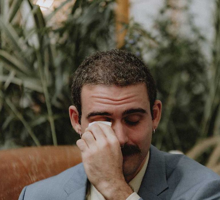 Gabriel becomes emotional during non-denominational wedding ceremony 