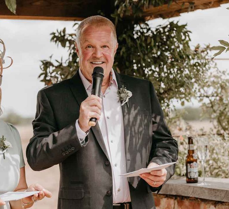 Father of the groom wedding speech at Gujarati wedding ceremony at High Billinghurst Farm wedding venue 