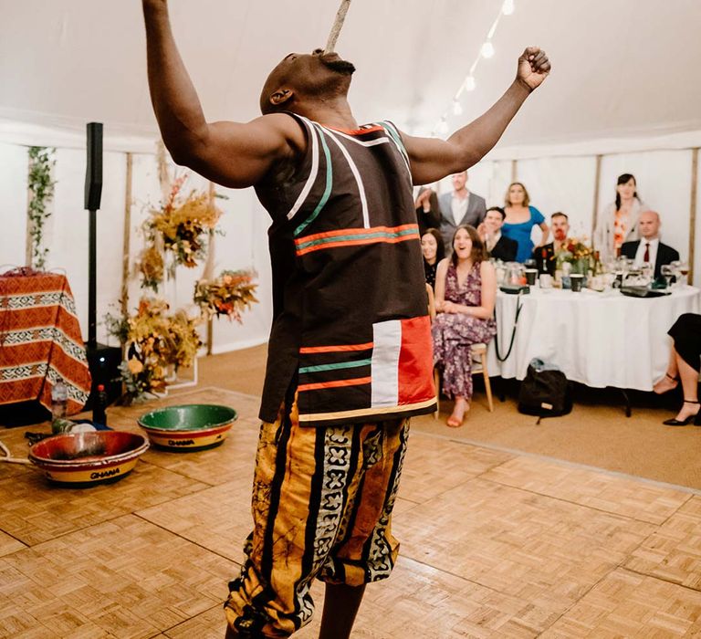 Adanta dancers - live wedding entertainment at Broadfield Court wedding celebrating Nigerian and Chinese traditions