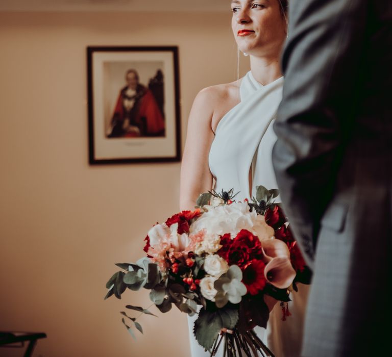 Intimate wedding ceremony at Small Town Hall in Trafford 